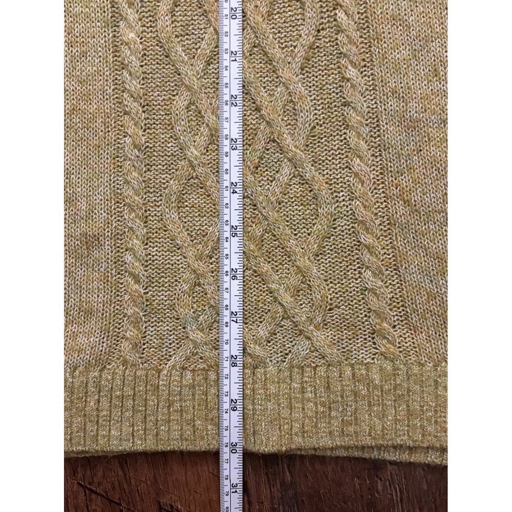 Christopher & Banks Avocado Cable Knit Sweater 3/4 Sleeve M Boho Preppy Fall - Picture 4 of 5